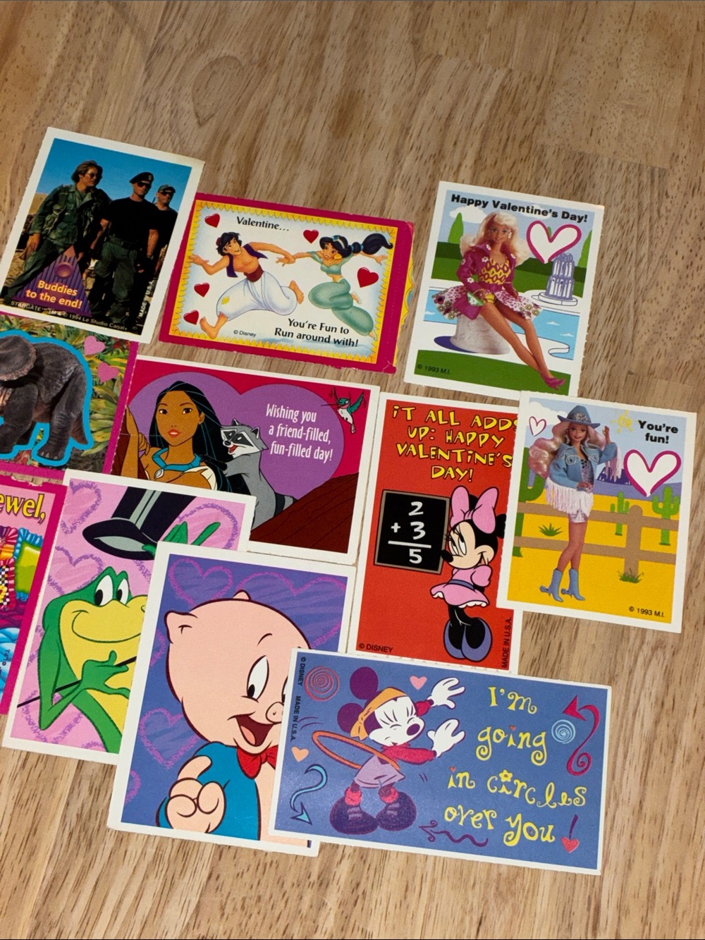 Vintage 90’s Assorted Valentine Cards - Colorful Cartoon Mix